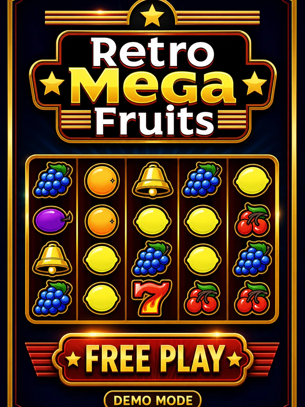 Start the Retro Mega Fruits demo for free - screen showing practice credit balance